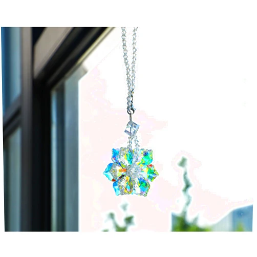 H&D HYALINE & DORA Crystal Snowflake Car Pendant Lucky Hanging Ornament Car Interior Mirror Decoration Car Accessories Home Decor