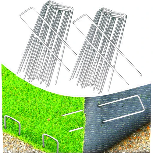 BEBEKULA 100 Pack 12 Inch Garden Stakes, Galvanized Landscape Staples for Weed Barrier Fabric, Heavy Duty Sod Pins Securing Pegs Netting Ground Sheets and Fleece, Ground Cover, Irrigation Tubing