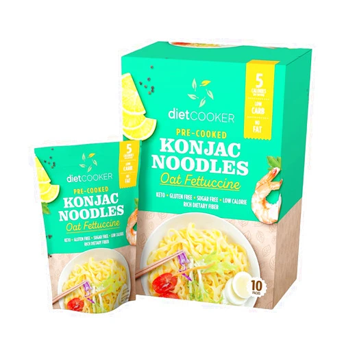 DIET COOKER (Pack of 10) DIET COOKER Premium Konjac Noodles, Shirataki Noodle, Keto & Vegan Friendly, 9.52 oz, Odor Free, Pasta Weight loss, Low Calorie, Zero Net Carbs, Healthy Diet Food - Oat Fettuccine