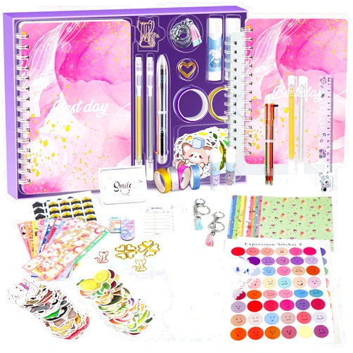 Suziko 2-Pack DIY Journal Kit, Gift for Girls Ages 8 9 10 11 12 13 14, Toys for Ages 8-14 Girls and Birthday Gifts for Girls,Fun, Cute Art & Crafts Kits,Scrapbook & Diary Supplies Toy Set