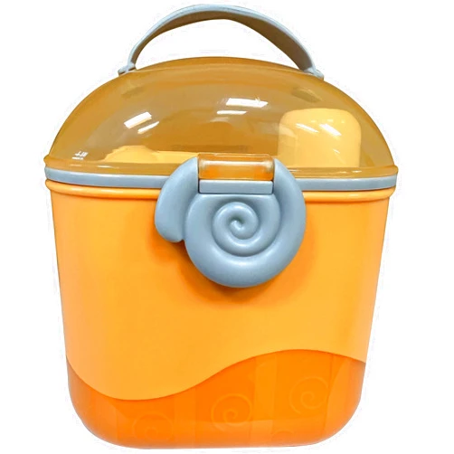 XPECIAL Baby Formula Dispenser On the Go Milk Powder Dispenser Formula Container with Snap-On Lid, 550ML Lovely Snail Portable Infant Container with Fork and Spoon for Travel Outdoor Picnic (Orange)