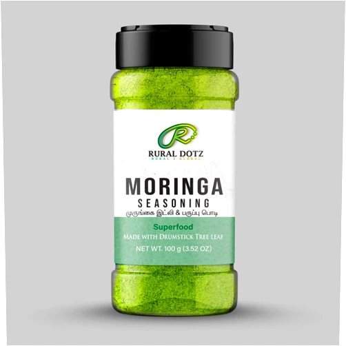 Rural Dotz | Moringa Seasoning & Rub | Super Food | Great on Ghee Rice, Omelette, Scramled Egg, Salad, Meat | Spicy Barbecue Seasoning | Artisanal Spice Blend | 3.52 oz (100g) Shaker Container | All Natural | Non GMO | Small Batch | No MSG or Artificial Ingredients |