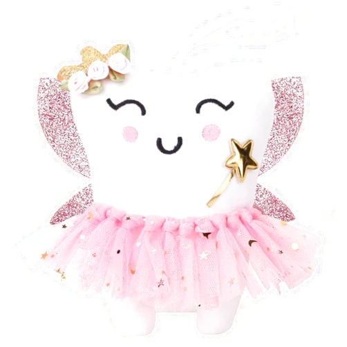 SQIMZAR Tooth Fairy Pillow,Tooth Fairy Plush Dolls for Girls with Pocket and Glittering Wings,Tooth Fairy Gifts for Girls
