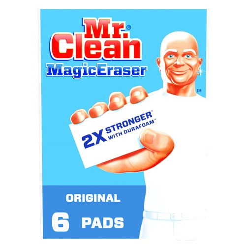 Mr. Clean Magic Eraser Original Cleaning Pads, Multi Purpose Cleaner, Bathroom Cleaning Supplies, All Purpose Cleaner, White, 6 Count