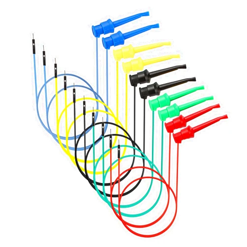 Sumnacon 10Pcs Test Hook to Male Jumper Wires - 26 AWG Binding Post to Solderless Breadboard Jumper Leads, Soft Silicone Flexible Test Leads for Electrical Testing