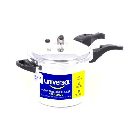 Universal 6.3 Quart / 6 Liter Anti-Rust Ultra Pressure Cooker, Aluminum Pressure Cooker for 7 Servings, Pressure Cooker for Canning, Even Heat Distribution, Diameter 9.4 inches, Height 9.6 inches