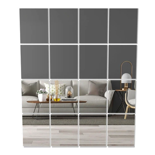FFanhia Home Gym Mirror Tiles, 16 Pcs 14x12 Inch Frameless Acrylic Mirror Large Wall Mirror for Home Gym,Bedroom,Door,Bathroom-Self-Adhesive Tape