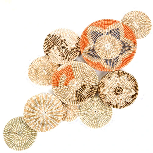 CM Comay Craft Comay Craft Rustic Wall Basket Decor, 10 Pcs Basket Wall Decor, Large Woven Basket Wall Art, Rattan Home Decor Baskets, Boho Baskets For Wall Decor, Seagrass Baskets, Modern Boho Wall Basket