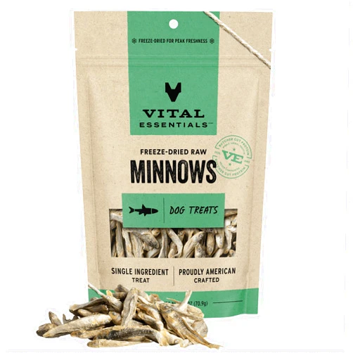 Vital Essentials Freeze Dried Raw Single Ingredient Dog Treats, Minnows, 2.5 oz | Premium Quality High Protein Training Treats | Grain Free, Gluten Free, Filler Free