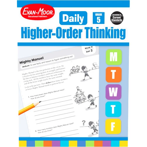 By Evan-Moor Educational Publishers (Author) Evan-Moor Daily Higher-Order Thinking, Grade 5, Homeschooling and Classroom Resource Workbook, Brainteasers, Critical Thinking, Problem Solving, Logic Puzzles, Language Play, Drawing