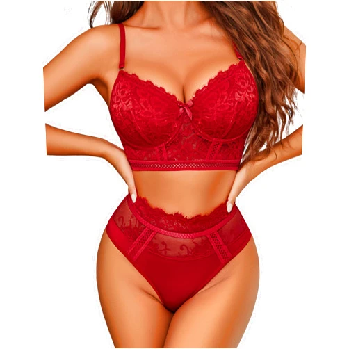 Avidlove Lingerie Sets for Women Bra and High Waist Panty Set 2 Piece Lace Babydoll Outfits S-XXL