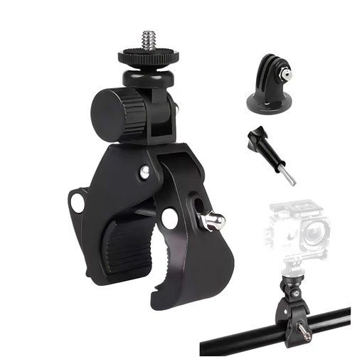 PIEPIE Action Camera Mount Clamp, Bike/Motorcycle Handlebar Clamp Adapter for Insta360/GoPro/AKASO/DJI Osmo, Sports Camera Mounts Compatible with DSLR Cameras, Camcorders & Light Pole