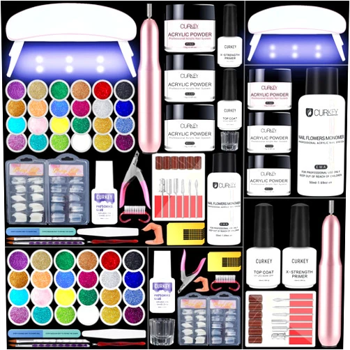 Curkey Acrylic Nail Kit with Everything - Nail Kit Set Professional Acrylic with Everything, Acrylic Nail Kit with Drill and U V Light, Nail Starter Kit for Beginners