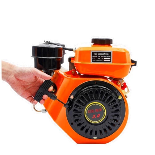 HinLIaDa Diesel Engine, 196CC 3HP 4 Stroke Diesel Engine Air-Cooled Single Cylinder Machinery, Oblique Horizontal Engine, Hand Start Direct Injection 2.2KW, for Water Pumps, Micro Cultivators (Orange 168F)