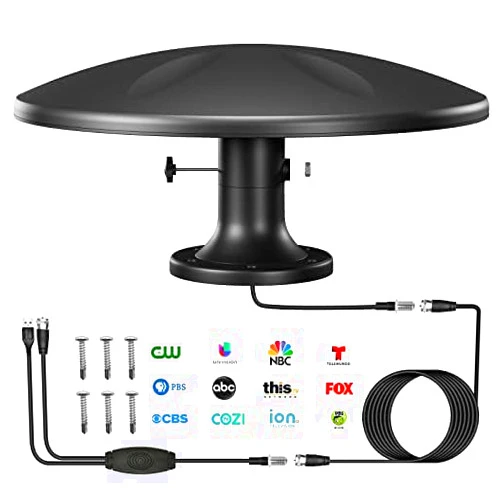DTB TECH Outdoor TV Antenna Amplified Digital HD TV Antenna with Long Range Reception, Easy Installation - for Camper, RV Trailer Truck Caravan Boat Big (Black)
