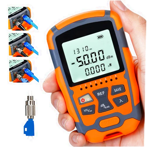YICIZOL 4 in 1 Optic Fiber Optic Tester Fiber Power Meter FC/SC/ST Universal Interface Built-in 10KM Visual Fault Locator (OPM&VFL) with FC/UPC(Male) to LC/UPC(Female) Adapter (OPM&VFL-10KM-1PCS)