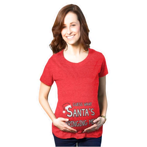 Crazy Dog T-Shirts Funny Maternity Christmas Shirts for The Holidays Cute Tees to Celebrate Bumps First Christmas