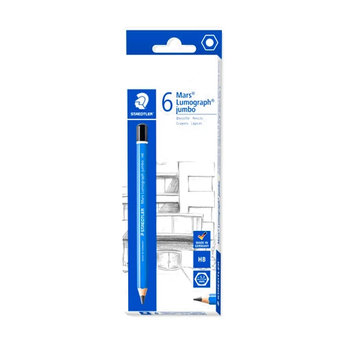 Staedtler Mars Lumograph Jumbo Pre-Sharpened Writing and Art Drawing Pencil, 2/ HB Lead, 100J-HB
