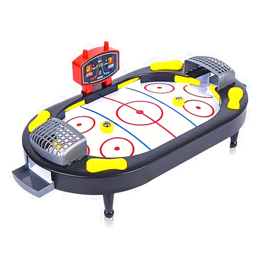 Gamie Hockey Tabletop Game, Desktop Sports Game with Mini Hockey Table, 2 Pucks, and Scoreboard, Fun Indoor Games for Home, Office and Game Night, Best Gift Idea for Kids