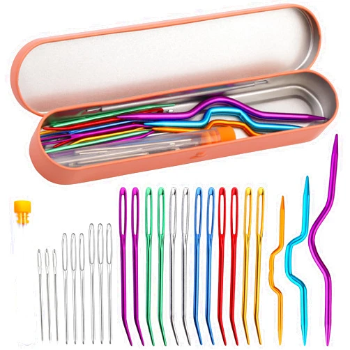 ZMAAGG Yarn Needles, Tapestry Needles, Large-Eye Blunt Needles, Darning Needles for Crocheting with Knitting Cable Needles, Storage Box, Bent Tapestry Needles for Knitting Crochet
