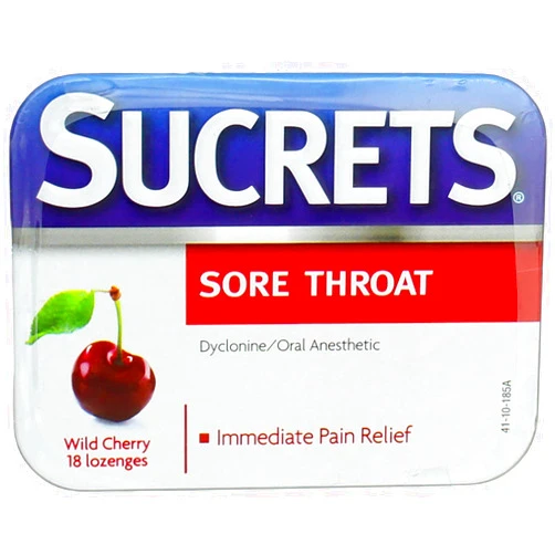Sucrets Classic Sore Throat Lozenges, Wild Cherry, 18 Count