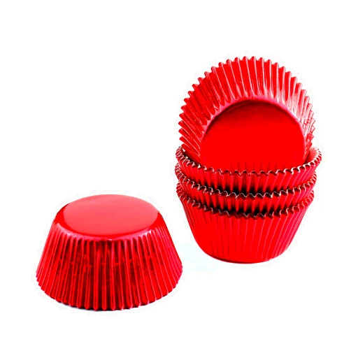 Warmparty Red Foil Baking Cups Standard Cupcake Liners Muffin Wrappers for Christmas, 100 Count