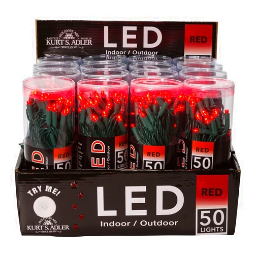 Kurt S. Adler Kurt Adler UL 50-Light 5mm Red LED Light Set with Green Wire