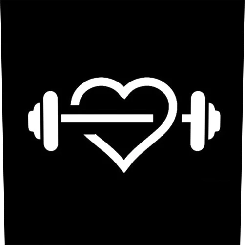 QooSNJJ 2 Pcs Car Sticker Wall Sticker 16.38CM Gym Heart Shape Fitness Dumbbell Sport Decor Car Sticker Silhouette