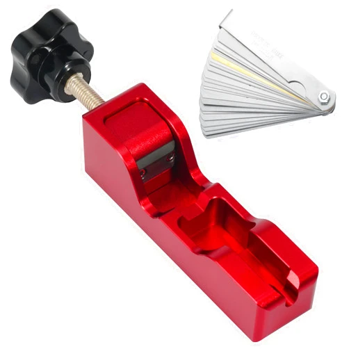 SINGARO Spark Plug Gap Tool, Universal Spark Plug Gapper with 32 Blade Steel Feeler Gauge, Thread Spark Plugs Compatible with for Most 10mm 12mm 14mm 16mm Spark Plugs (Red)
