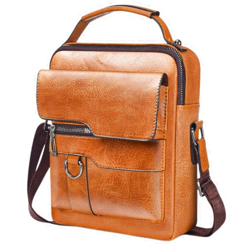 CaseDeer Small Crossbody Bag for Men, PU Leather Purse Messenger Crossbody Bags Satchel Pouch Sling Chest Work Travel Outdoor