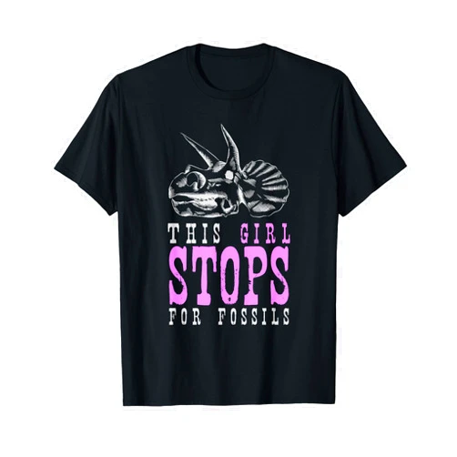 Archeology Dino Fossil Hunter Paleontologist Triceratops Fossil Young Paleontology Dino Expert T-Shirt