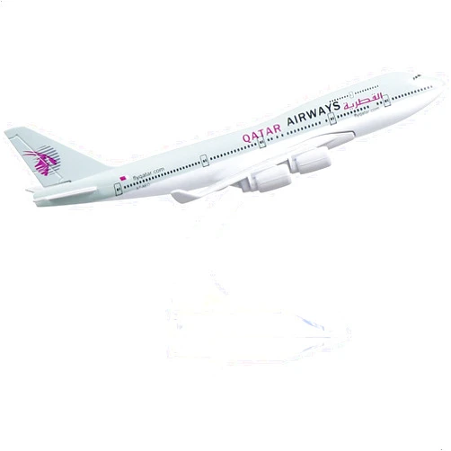 QIYUMOKE 1/400 Qatar 747 Alloy Plane Model Kits -747 Diecast Metal Airplane Model with Stand (6 inches Long) Airways Boeing Model Plane Gifts for Aviation Enthusiasts, Desktop Display Decorations