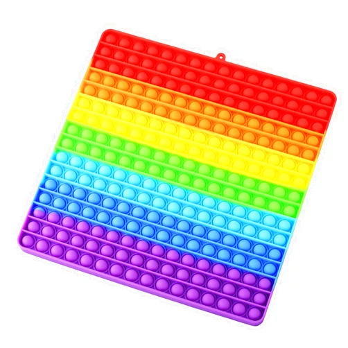 Mirenlife Large Size Pop Sensory Fidget Toys, Push Bubble Fidget Sensory Toys, 12 Inch, 256 Bubbles Jumbo Silicone Pressure Relieving Toys, Rainbow Color