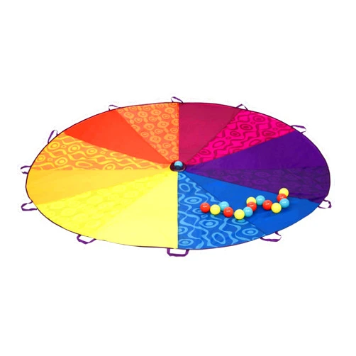 B. toys- Woo-Hue Parachute!- Sports Outdoors- Play Parachute with 15 Colorful Balls – 12 Handles – 8ft Wind Tent – Outdoor Games – Rainbow Colors- 3 Years +