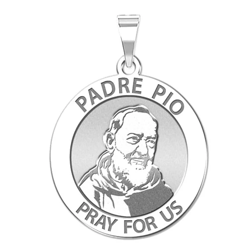 PicturesOnGold.com Padre Pio Religious Medal Only or Medal With Engraving - in Sterling Silver, 10K, or 14K Gold