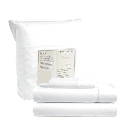 LANE LINEN White Twin XL Sheets Set - 600 TC Twin XL Sheet Set - 100% Cotton White Sheets Twin XL Size - Cotton Bedding Sheets & Pillowcases - Sateen Weave Hotel Sheets - Luxury White Bed Sheets Set
