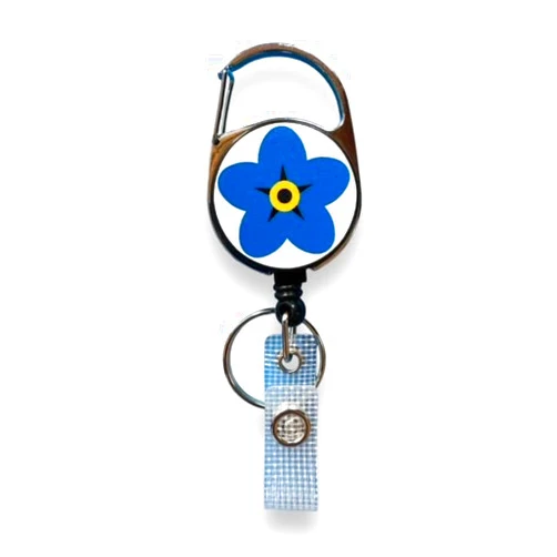 PAC Supplies Global Forget Me Not Flower Alzheimer's/Dementia Retractable Badge Reel with Belt Clip