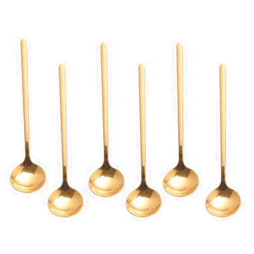 Sweejar 6 PCS Gold Coffee Spoons, 18/8 Stainless Steel Gold Espresso Spoons, 5.2 Inches Vogue Mini Tea Spoons, Cappuccino Stirring Spoons, Small Spoons for Dessert, Ice Cream, Frosted Handle, Sweejar (Gold)