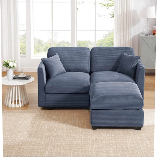 Payeel Modular Sectional Sofa, Comfy L Shaped Deep Seat Cloud Couch, 2 Seat Sofa Set with 1 Ottoman and 2 Pillows, Modern Sleeper Sofa for Living Room, Apartment, Office (Dark Gray)