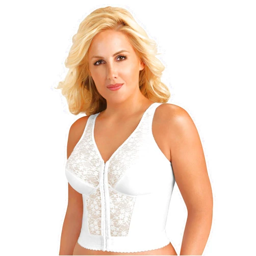 Exquisite Form 5107565 Fully Slimming Wireless Back & Posture Support Longline Bra with Front Closure & Lace