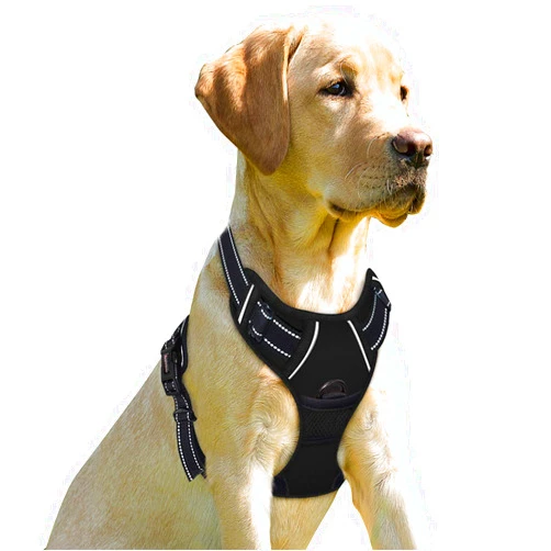 BARKBAY No Pull Dog Harness Front Clip Heavy Duty Reflective Easy Control Handle for Large Dog Walking(Black,S)