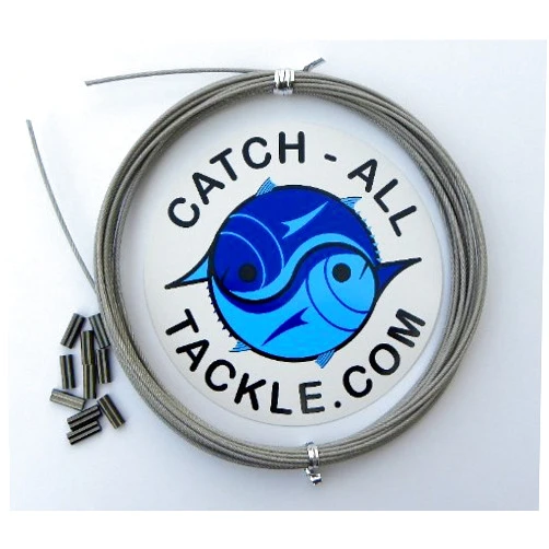 Catch All Tackle 49-Strand Cable Vinyl Coated 7x7 Stainless Steel Kit 30ft 400lb 1.4mm w/10 1.8mm crimps8