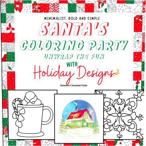 Domenice's Storybook Studio Christmas Adult Coloring Book: Santa's Best Coloring Party - Stress-Free Easy Patterns for Relaxation and Joy (Large Print Christmas Gift for Adults): Unwrap the Fun with Holiday Designs