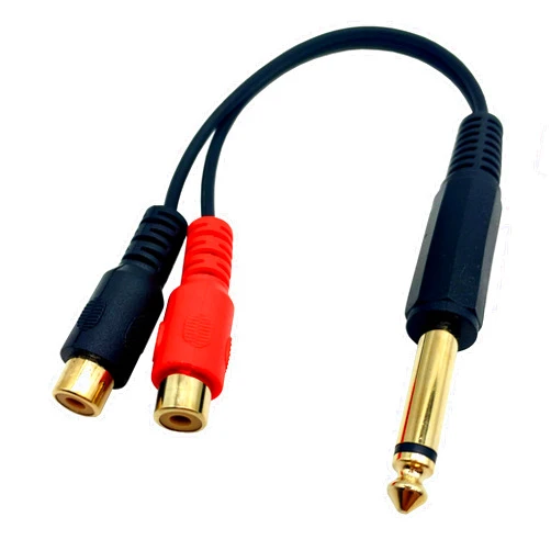 Qaoquda 6.35mm to 2 RCA Cable, Gold Plated 1/4 inch Mono TS Male to 2 Dual RCA Female Plug Y Splitter Adapter Cable - 8 Inch