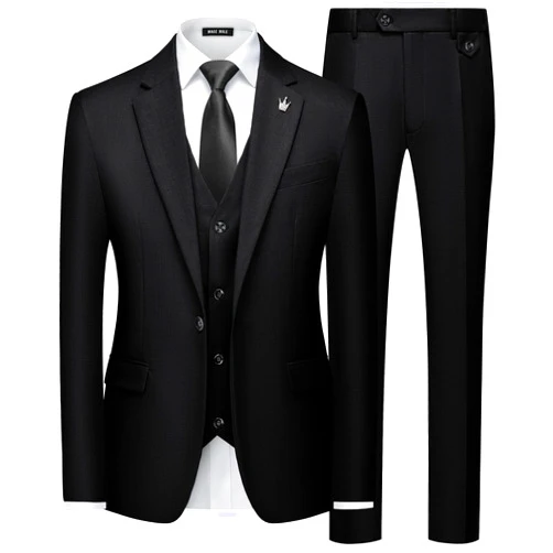 MAGE MALE Mens Suits Slim Fit 3 Piece Tuxedo Suit One Button Solid Prom Wedding Party Blazer Vest Pants Set with Tie