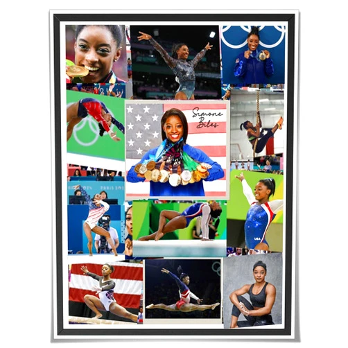 Generic Sports Posters,2024 America Gymnastics Team Simone Biles Poster.Decoration for The 2024 Summer Olympics Poster (colorful1,12x18in Canvas Rolls)