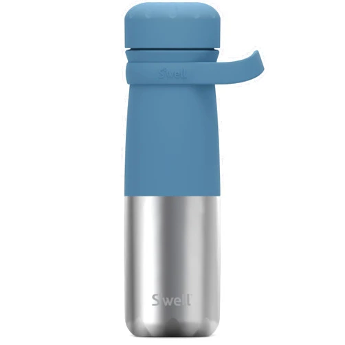 S'well Stainless Steel Traveler With Handle, 24oz, Sky Silver Lining, Triple Layered Vacuum Insulated Containers Keeps Drinks Cold for 40 Hours and Hot for 16, BPA Free, Easy Carrying On the Go
