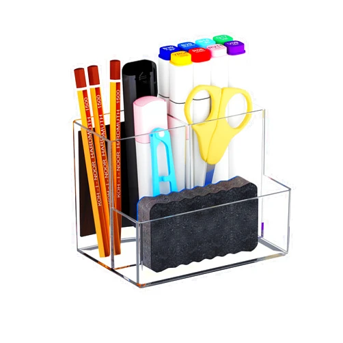 Marbrasse Acrylic Magnetic Pen Holder, Dry Erase Marker Holder, Magnetic Whiteboard Pencil Holders for Refrigerator, Locker, School and Office,Clear