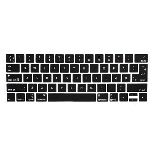 HRH Danish Language Silicone Keyboard Cover Skin for MacBook Pro with Touch Bar 13 Inch and 15 Inch (A1989/A1706/A2159,A1990/A1707) 2019 2018 2016 2017 Release with Touch ID,Both European/USA Layout