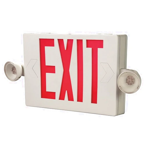 Cooper Lighting APC7R Self Powered Combination Exit Sign With LED Heads (2) LED White Housing Red Letter Sure-Lites
